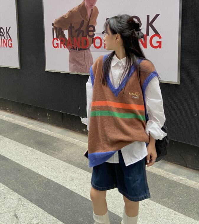 スタイルスタンダードルーズノースリーブオータムカジュアルプルオーバー トップス レトロ 秋物 モンロー22109843085