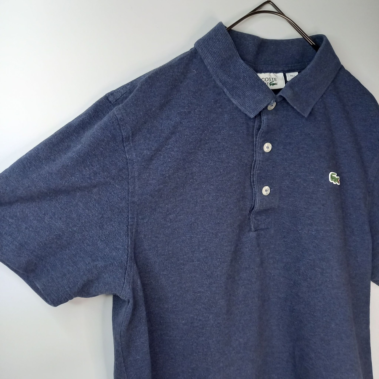 ラコステ　ポロシャツ　半袖　シェルボタン　刺繍ロゴ　ネイビー　USM