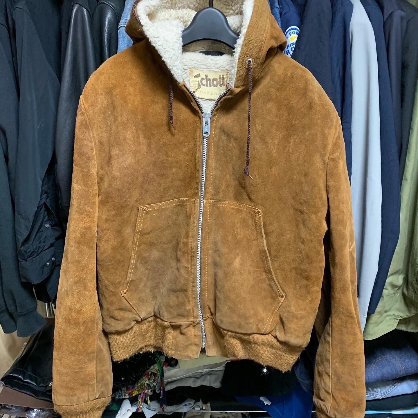 Schott スウェード　ボア　zipフード　ジャケット Schott スウェードボアzipフードジャケット