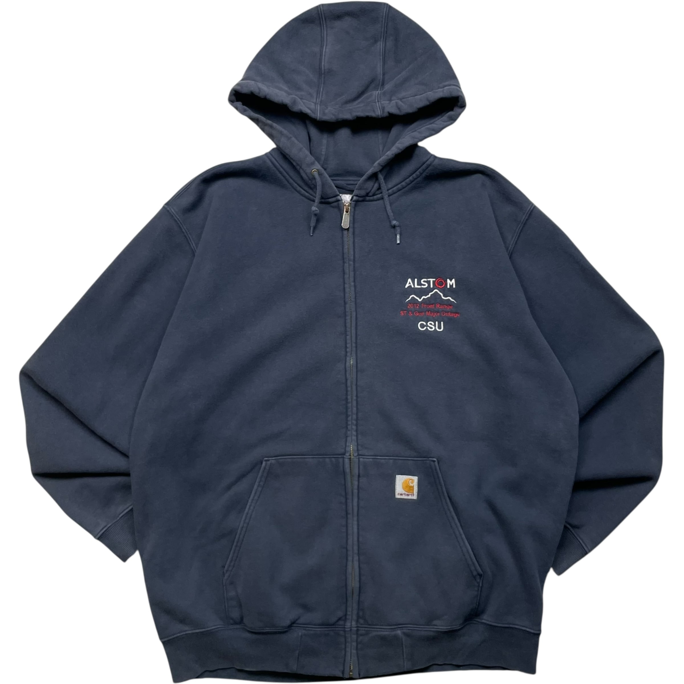 《XL》 Carhartt カーハート ジップパーカー スウェット 企業刺繍 ダークネイビー no.8911