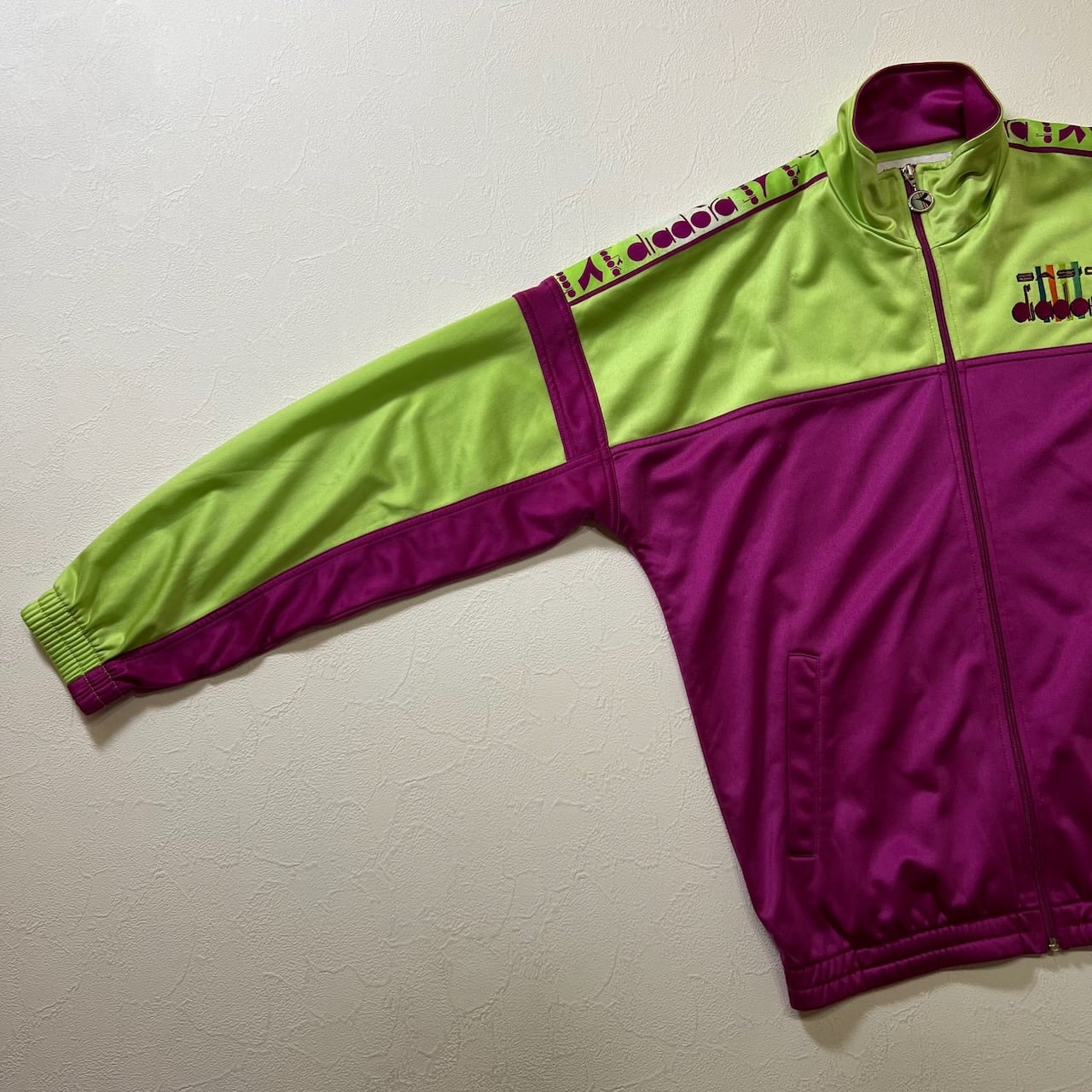 90s diadora トラックジャケット ジャージ ディアドラ ライムグリーン