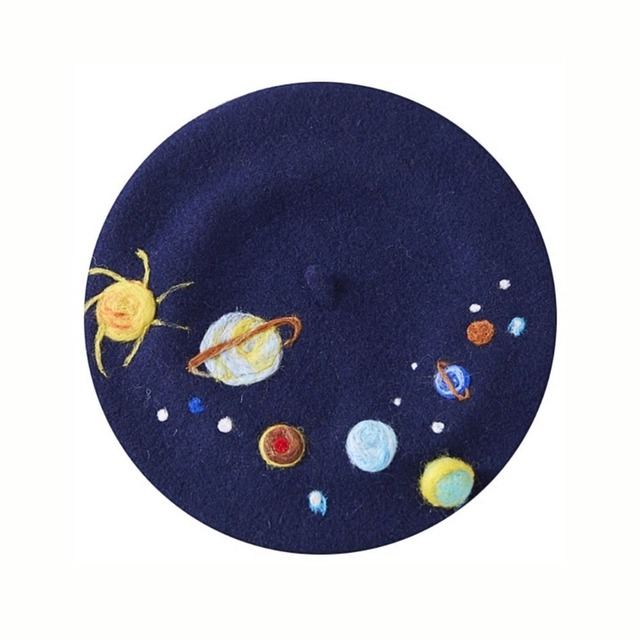 太陽系惑星たちのロマンベレー帽　E00278