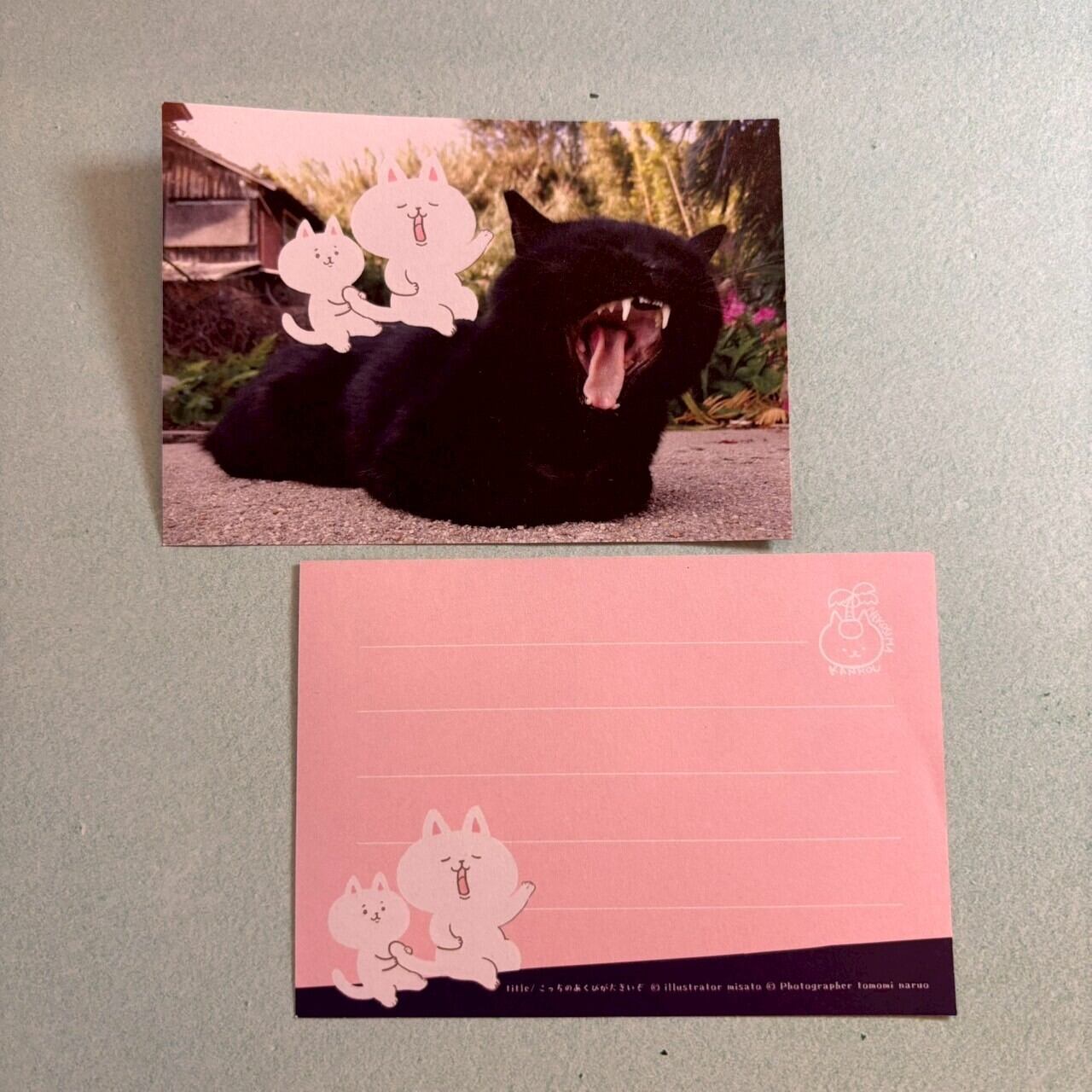 【写真×イラストコラボ】猫島猫の日常 猫島ミニ便箋04 こっちのあくびが大きいぞ