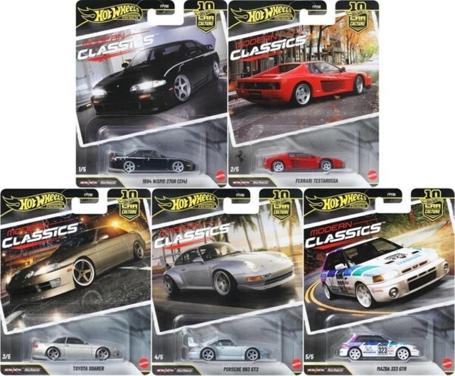 Hot Wheels ホットウィール カーカルチャー モダン・クラシックス  270R ソアラ ポルシェ 993 マツダ 323 GTR フェラーリ テスタロッサ 5台セット