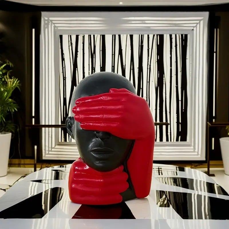 オブジェ 置物 オーナメント 手で覆われた顔 手 ハンド 抽象的 彫刻