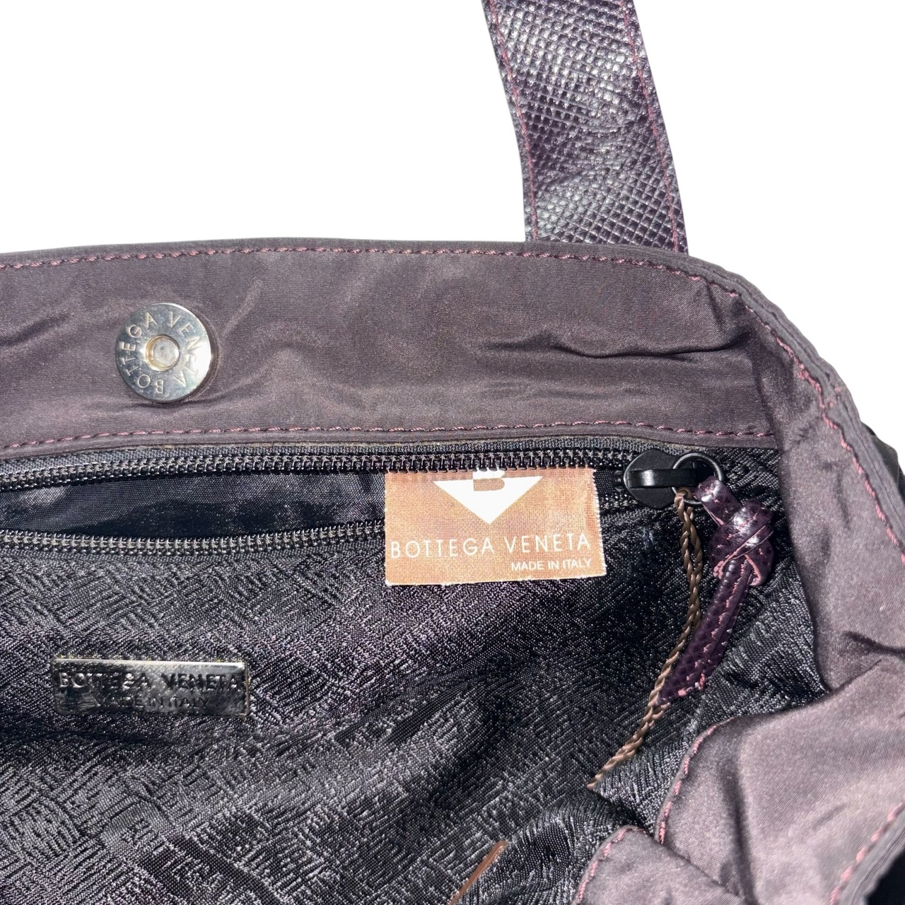 vintage BOTTEGA VENETA purple leather × nylon hand bag
