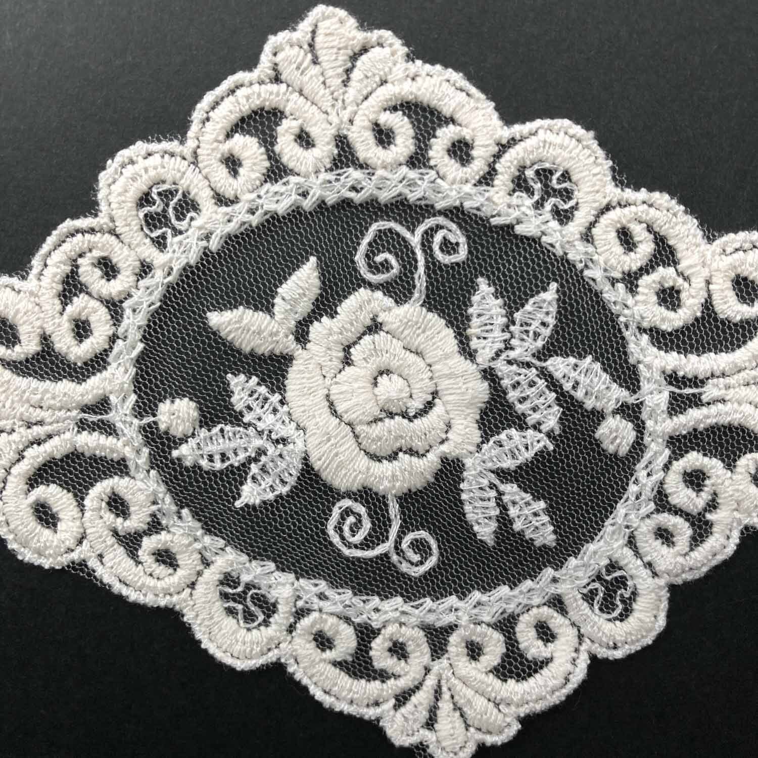 透かしバラ模様ひし形チュールレース | Dua-アクセサリーパーツショップ