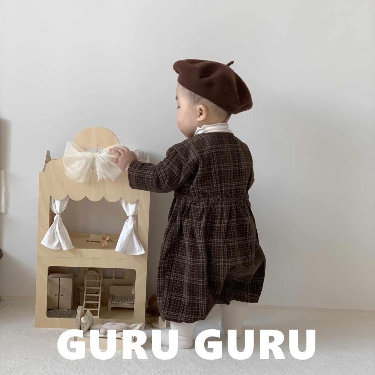 【guruguru】コーデュロイチェックロンパ アイボリー 70~90cm 241203 - 6