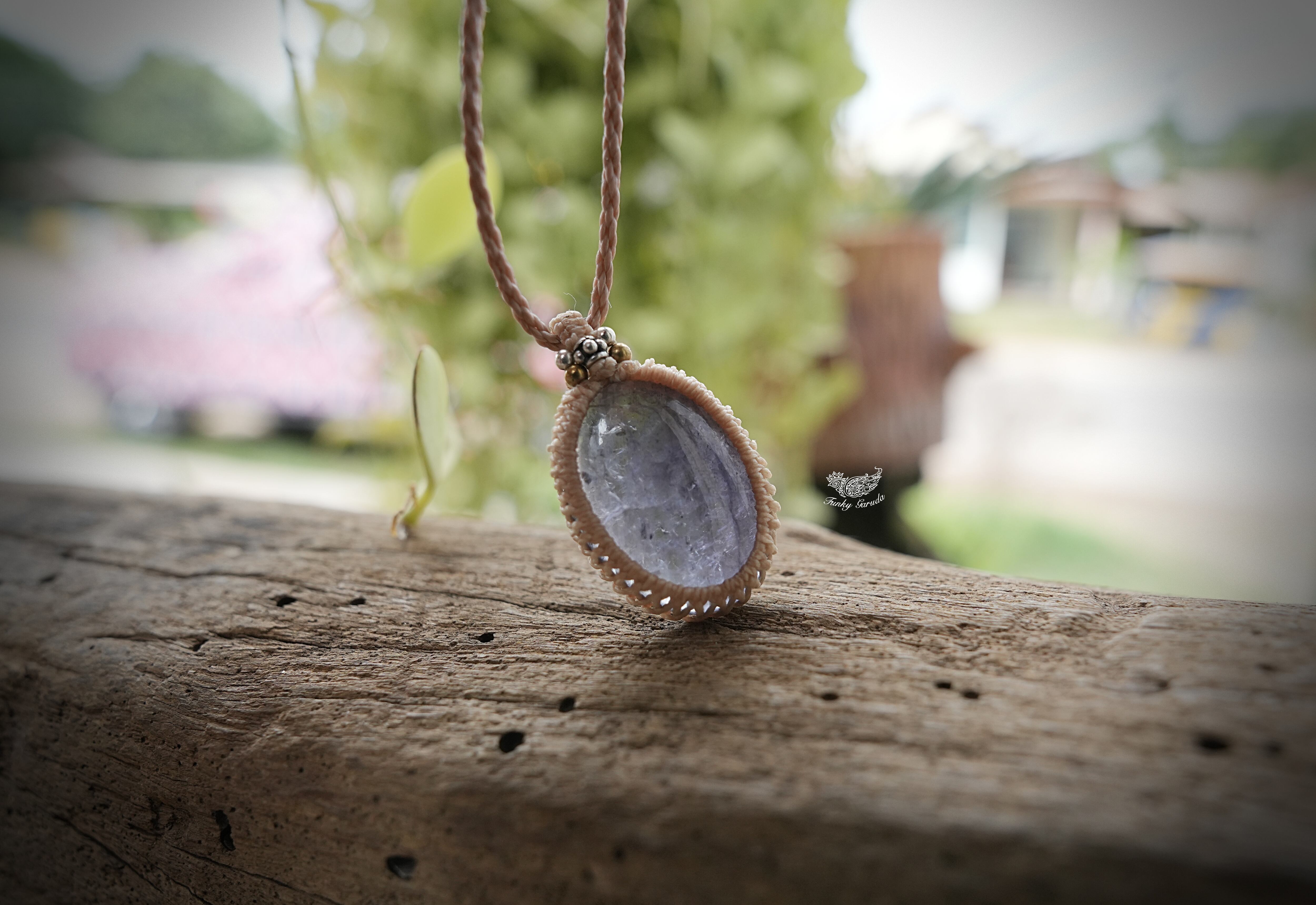 藍の色☆アイオライト マクラメネックレス892 | Funky garuda