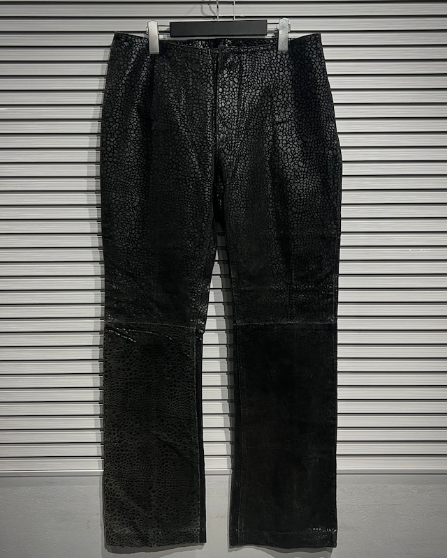 【X VINTAGE】Print Design Vintage Flare Leather Pants