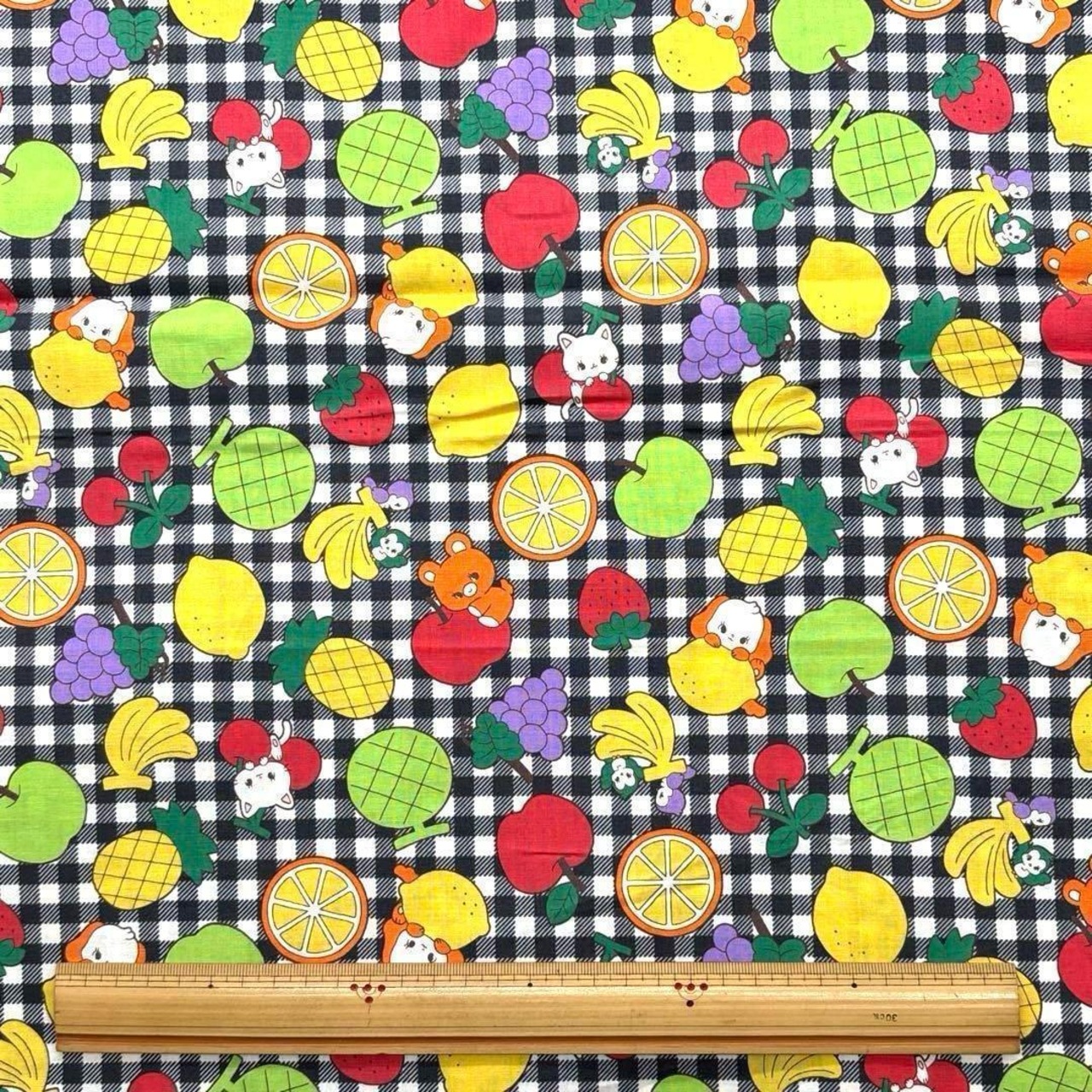 Cdr387◆50cm◆S◆綿100%シャーティング生地◆チェックレトロ柄