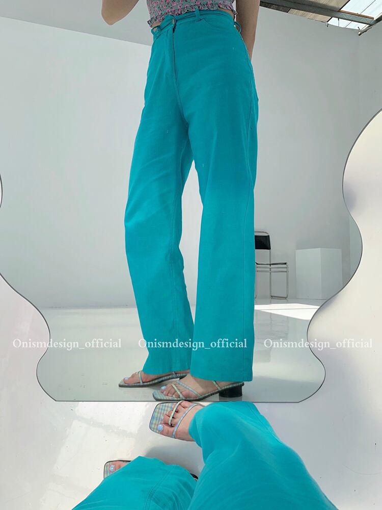 ウェストソリッド カラーパンツ サマー薄手スタイル 夏物 ソリッドカラー パープル ビッグFスモールZ韓国56415689657