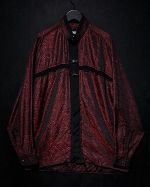 【WEAPON VINTAGE】Button Gimmick Wave Pattern Band Collar L/S Shirt