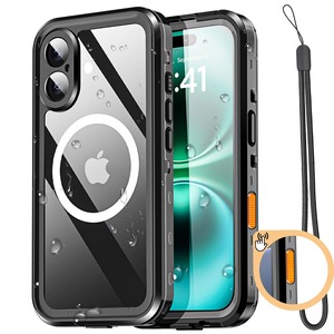 【新着特価】AICase 防水ケース iPhone 16 対応 MagSafe 防雪、防塵、耐衝撃、IP68 認定 全身保護 完全密閉 水中カバー ブラック