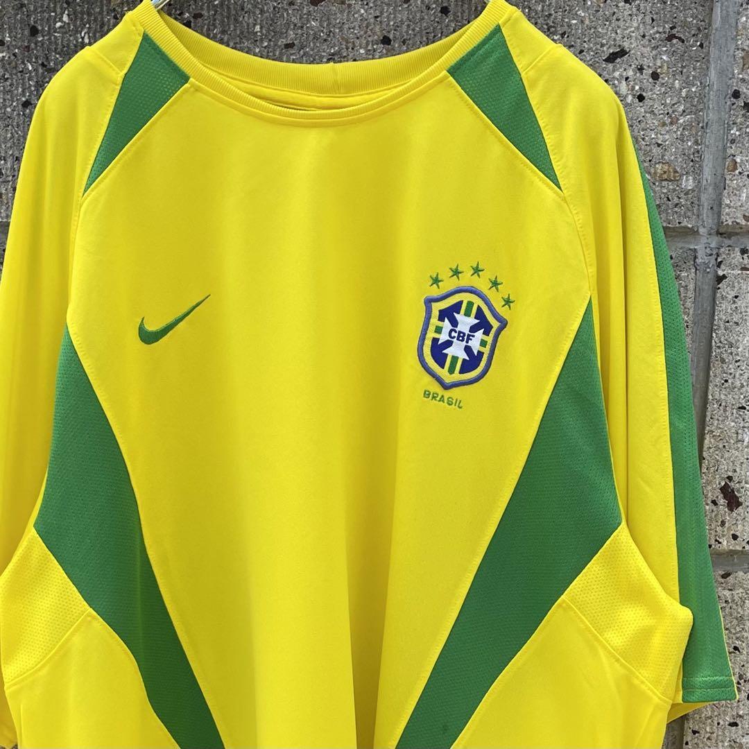 【Lサイズ程】NIKE ブラジル代表 2002W杯モデル 古着 レプリカ ゲームシャツ