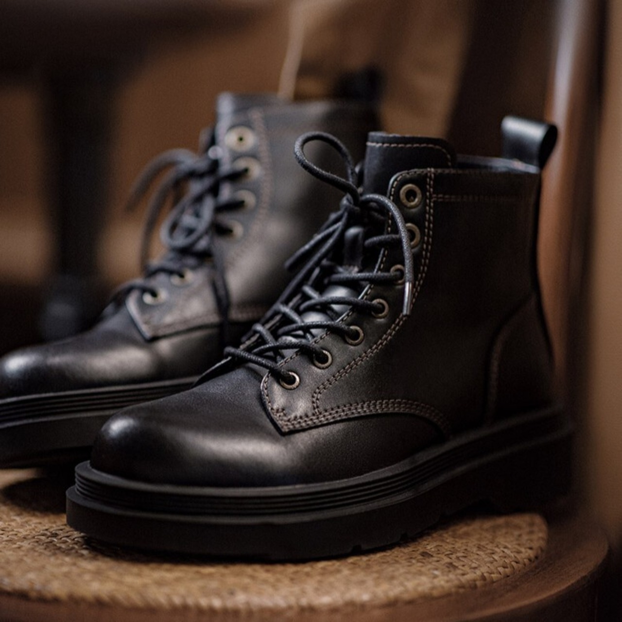 Black Double-stitched Boots / ブラック ダブル ステッチ ブーツ