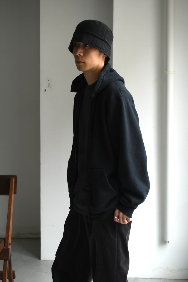 A.PRESSE / Vintage Attached Hood Zip Parka (BLACK)