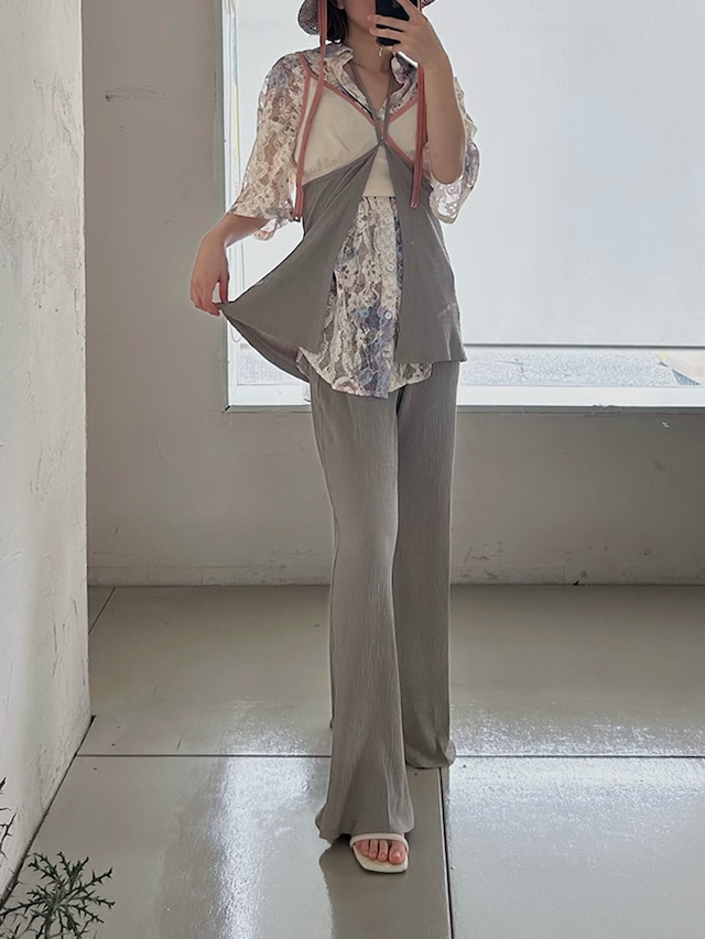 Pleats 2set Drape Pants / GRAY