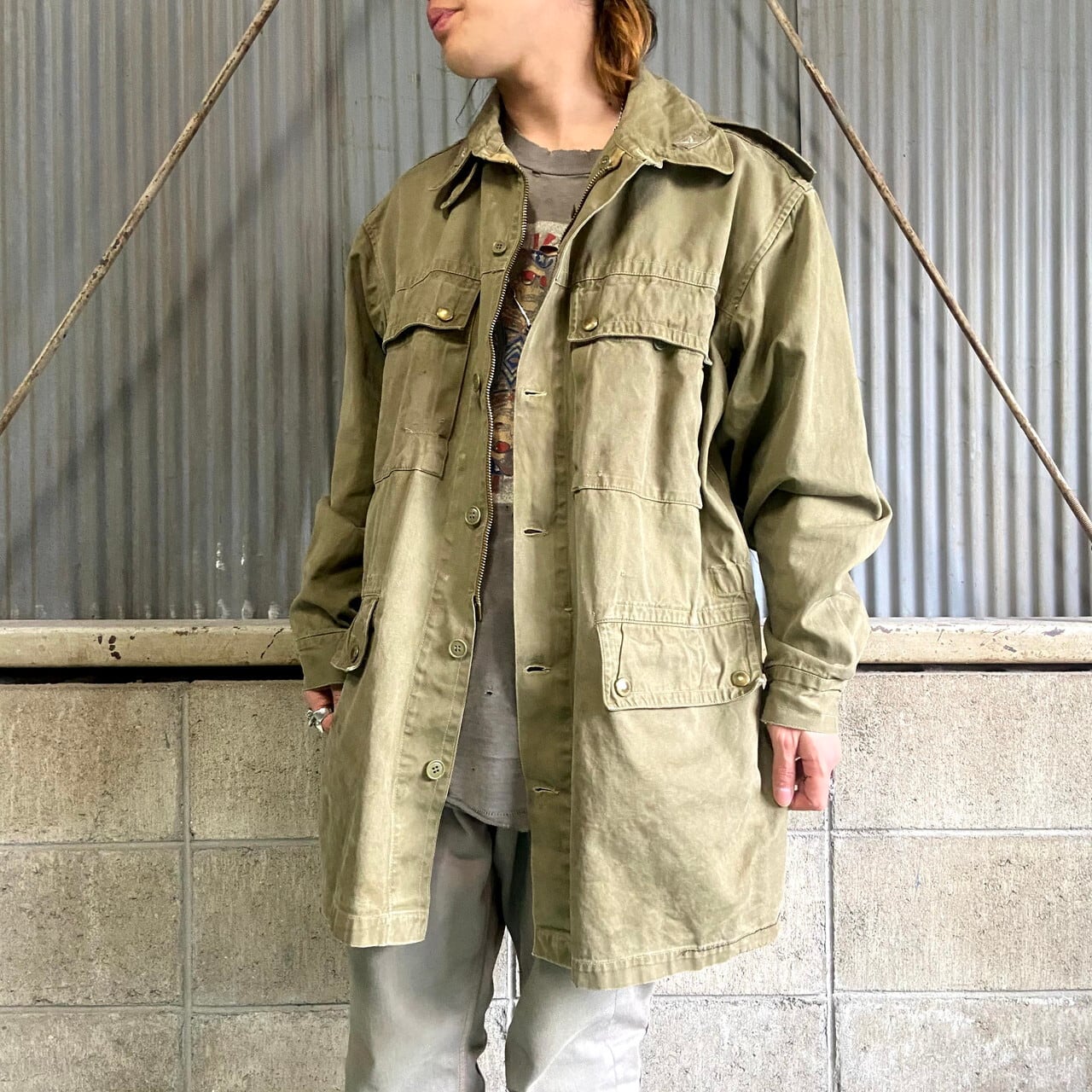 ビンテージ 70s 軍服 ミリタリー ジャケット フルオーバー 美品80cm ...