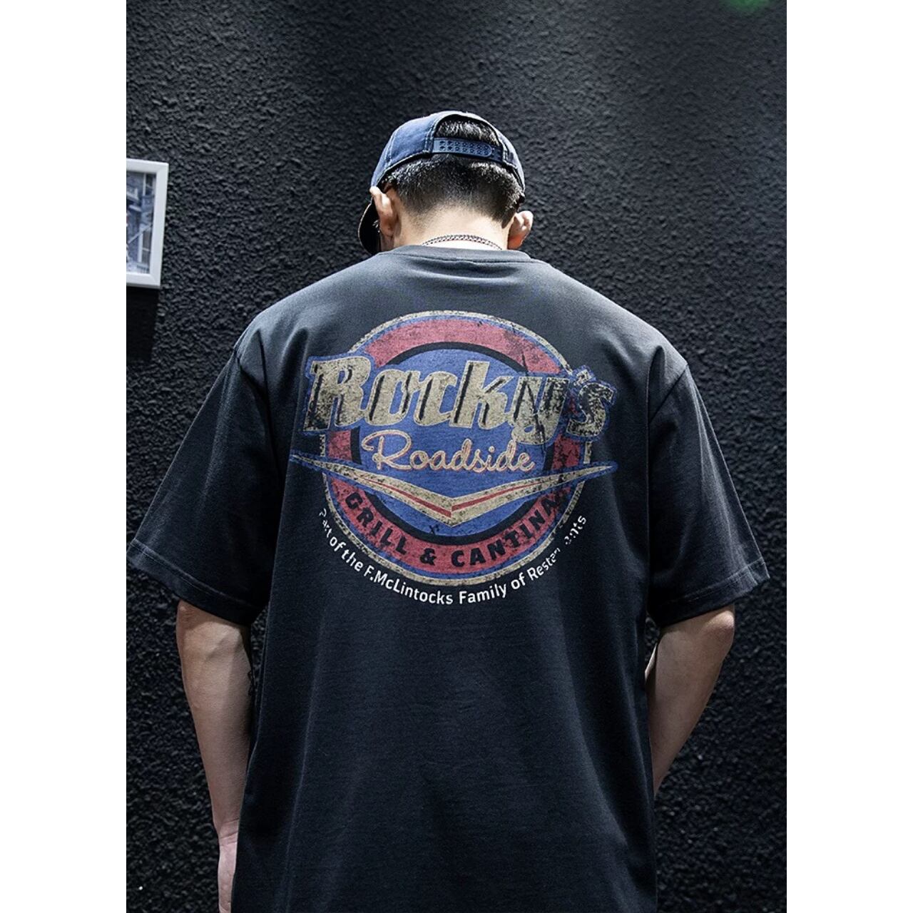 バックプリント オーバーサイズ ボックスシルエットクルーネックTシャツ 00360