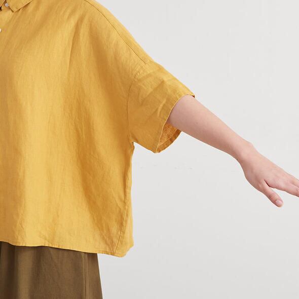 HEAVENLY ヘブンリー レディース ブラウス LINEN REGULAR COLLAR SHIRT