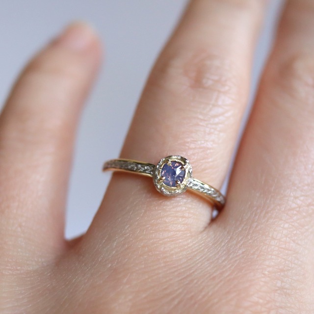 1点物・K18・PT900リング　/　baroque　サファイア