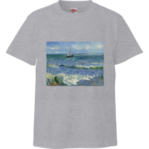 サント＝マリーの海の風景（フィンセント・ファン・ゴッホ ）：厳選名画Tシャツコレクション（ブラック）・世界の美術作品名画グッズ【安心の送料込・税込】