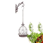 フラワースタンド プラントホルダー 吊り下げ アイアン 園芸ラック 観葉植物 植木鉢 手すり ハンギングバスケット 屋外 鉢置き ベランダ バルコニー 家庭菜園 3色 ホワイト ブラウン グリーン