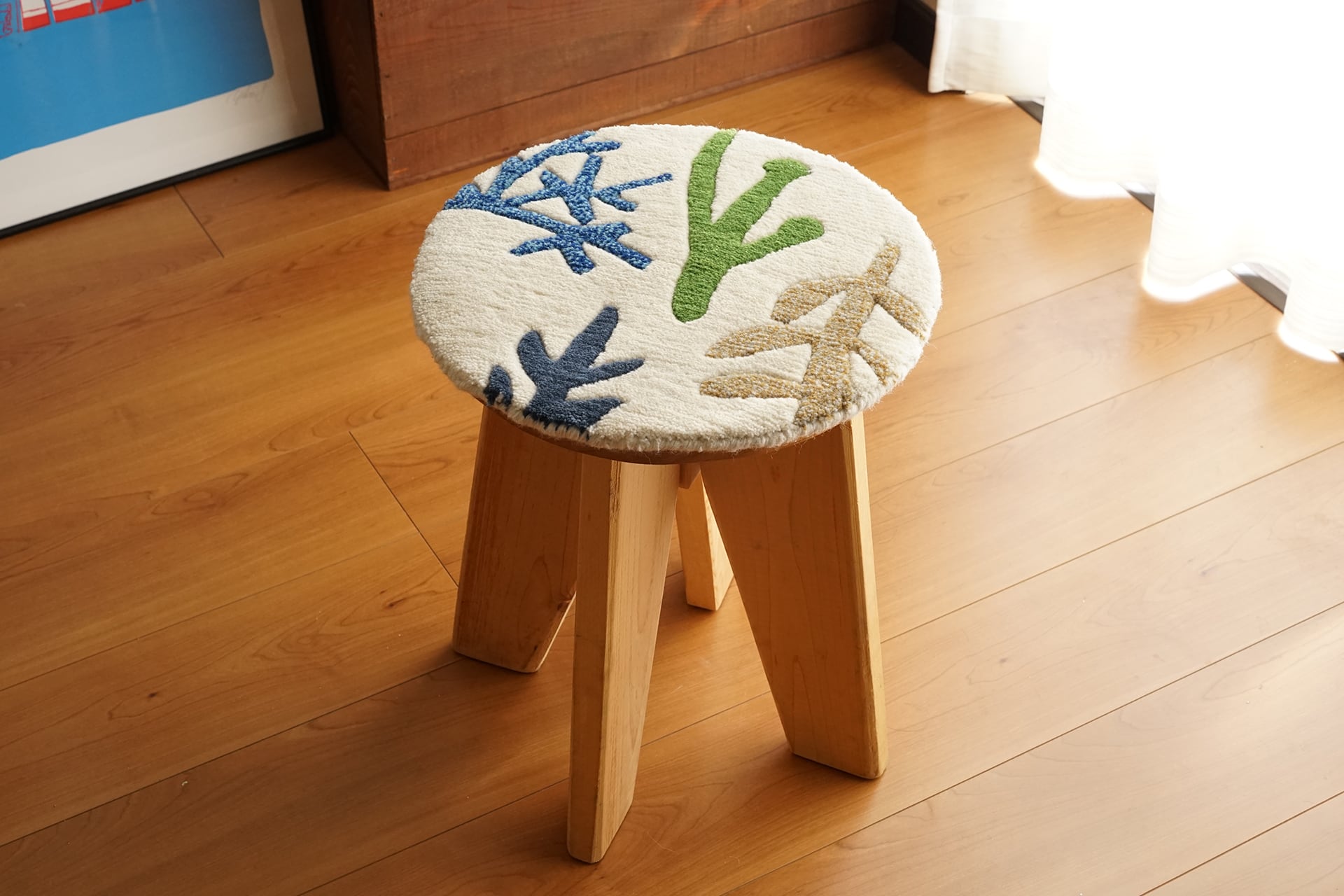 YOKOMAT plants 1 _チェアパッド_ウールラグ_手織り_植物モチーフ