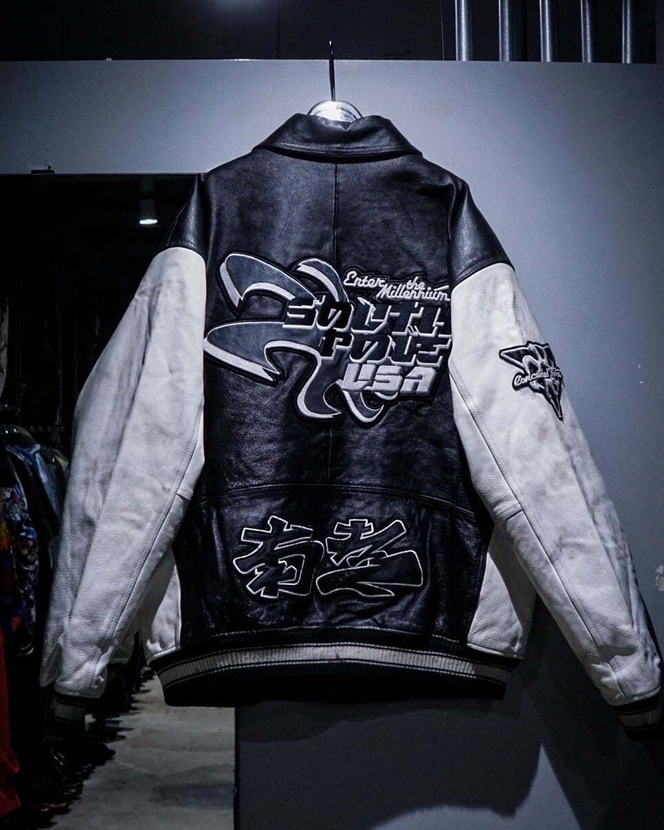 add (C) vintage】“SOUTH POLE” Logo Wappen Leather Stadium Jacket