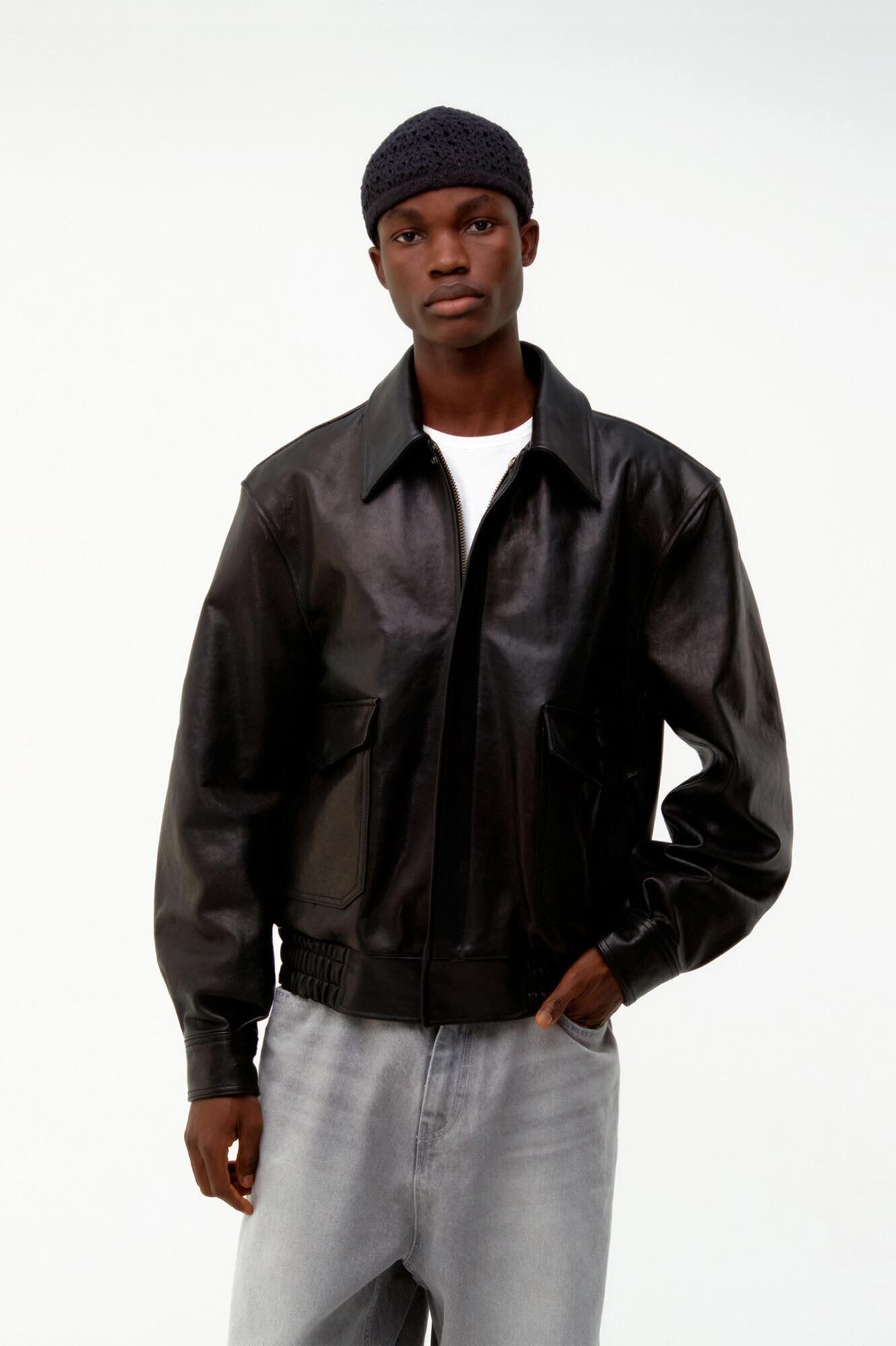 3/24発送 [COOR MEN] Vegetable Leather A-2 Jacket (Black) 正規品