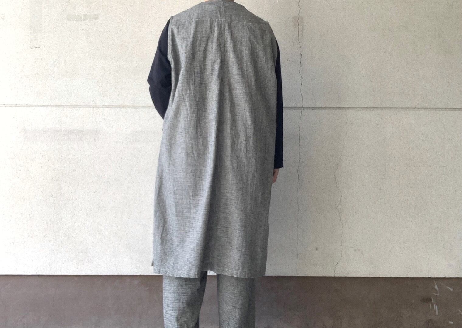 FIRMUM】コットン＆リネン・チェック シーチングエプロンベスト