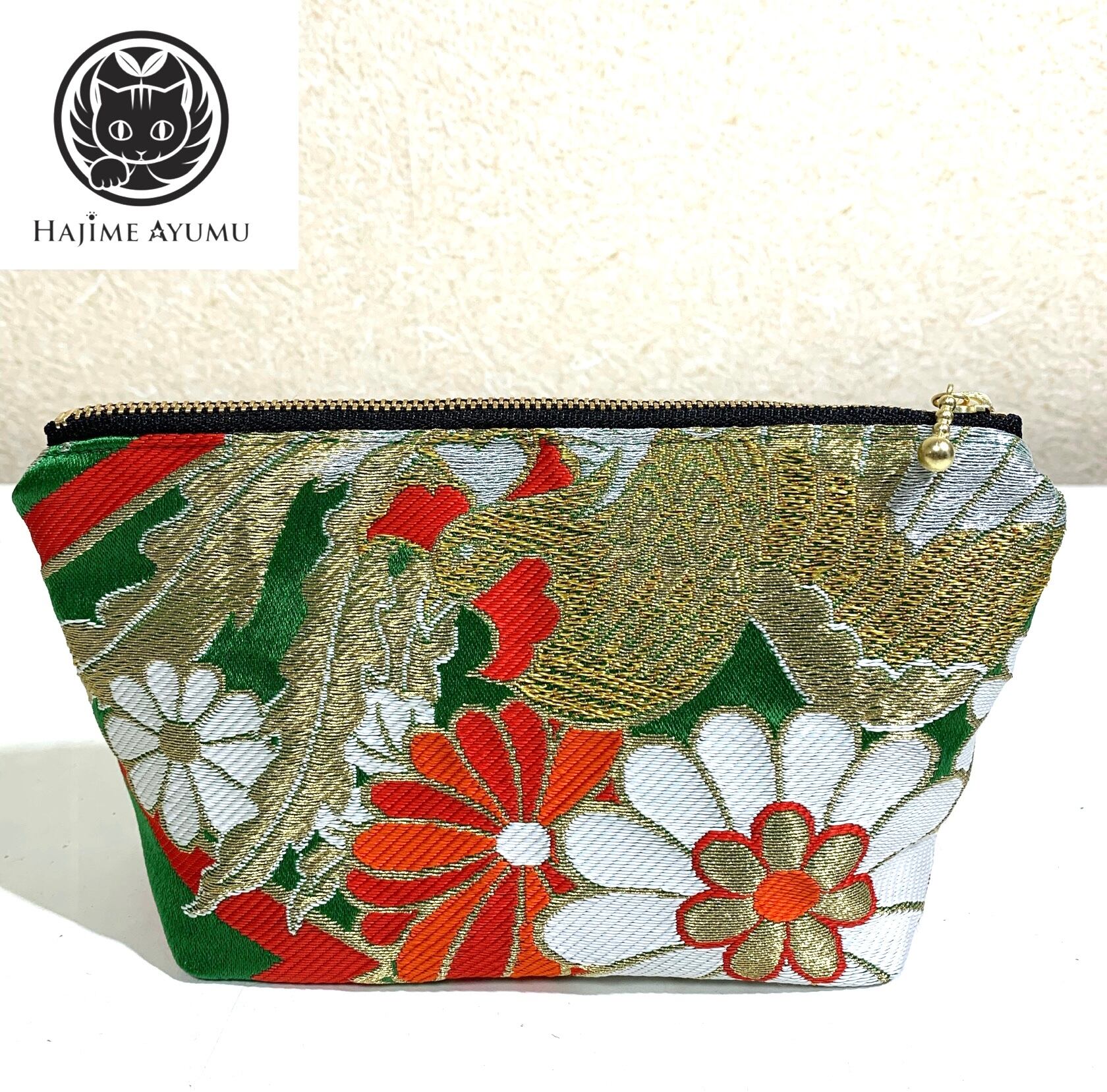 現品1点のみ!!】HAJIME AYUMU 高級花柄付き着物帯リメイク和風デザイン  