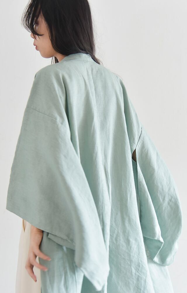 リネン長羽織 01 - 雨翠 -（ミントグリーン） | TAORI