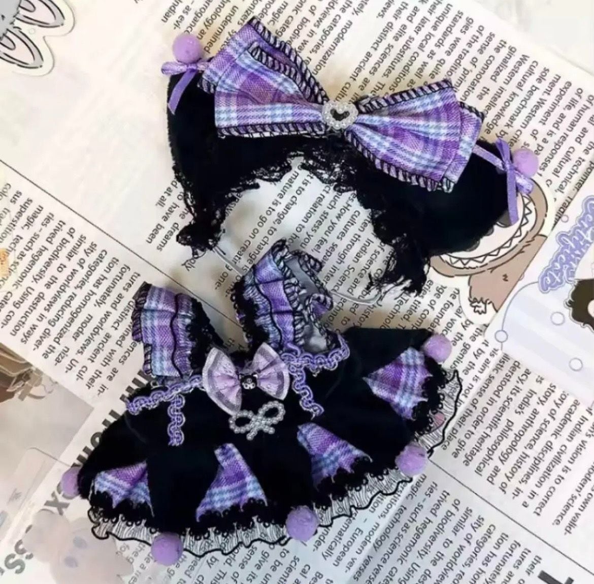 ジモモ ラブブ 紫 黒 クロミ ラブブ 着せ替え クロミちゃん ぬいぐるみ用 labubu 17cm用 可愛い