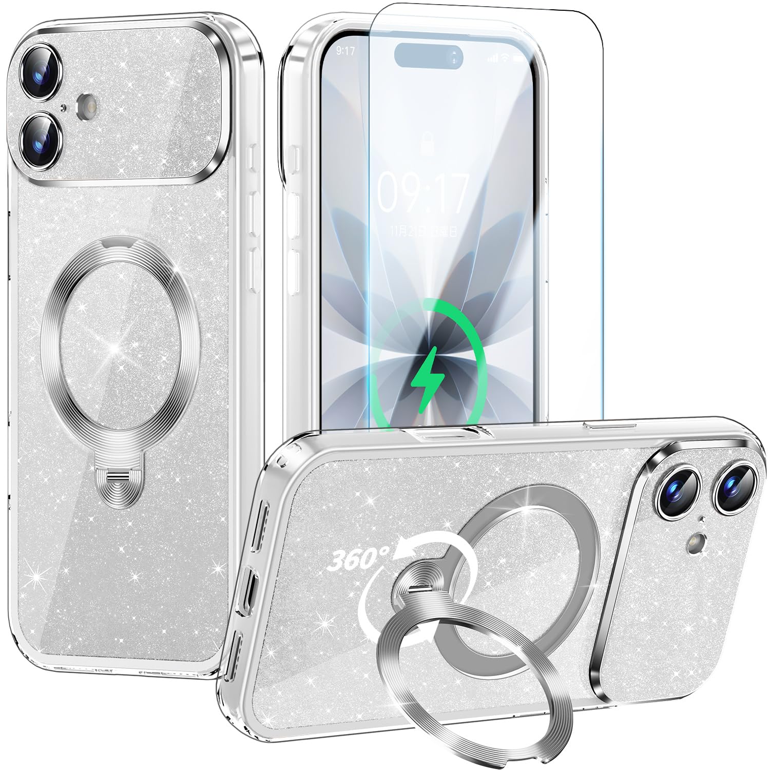 【新設計のフルカバーカメラレンズ保護 ・輝く背面デザイン】 Rosycover iPhone 17 用 ケース(パールホワイト)