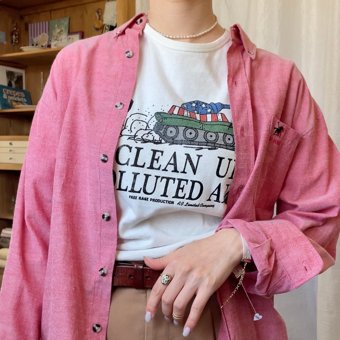 メンズシャツ レッド