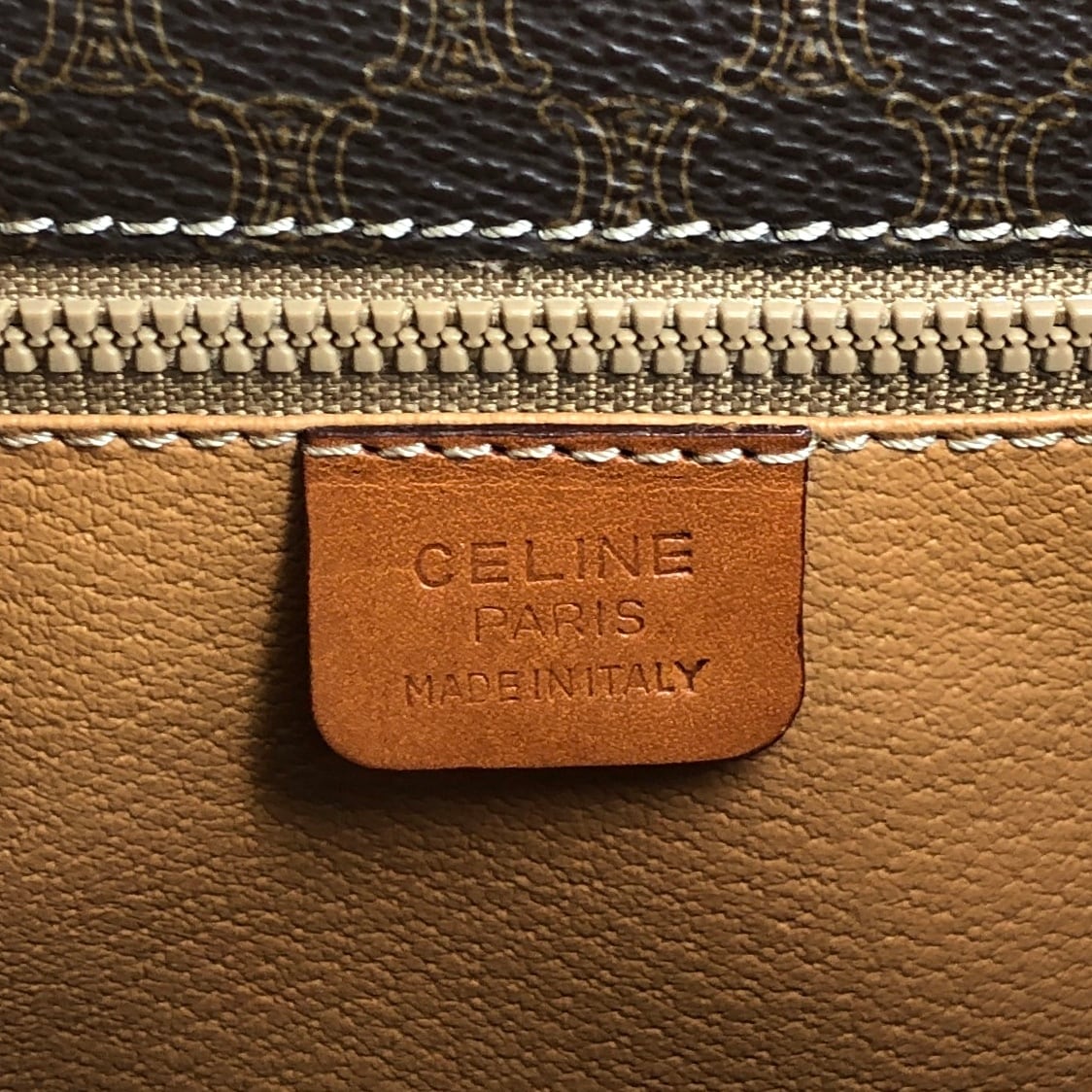 CELINE セリーヌ マカダム ショルダーバッグ ブラウン ブラゾン型押し