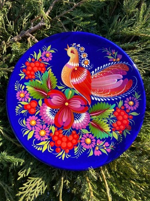 ペトリキウカ塗り　木製プレート（ティモシェンコ作）14cm