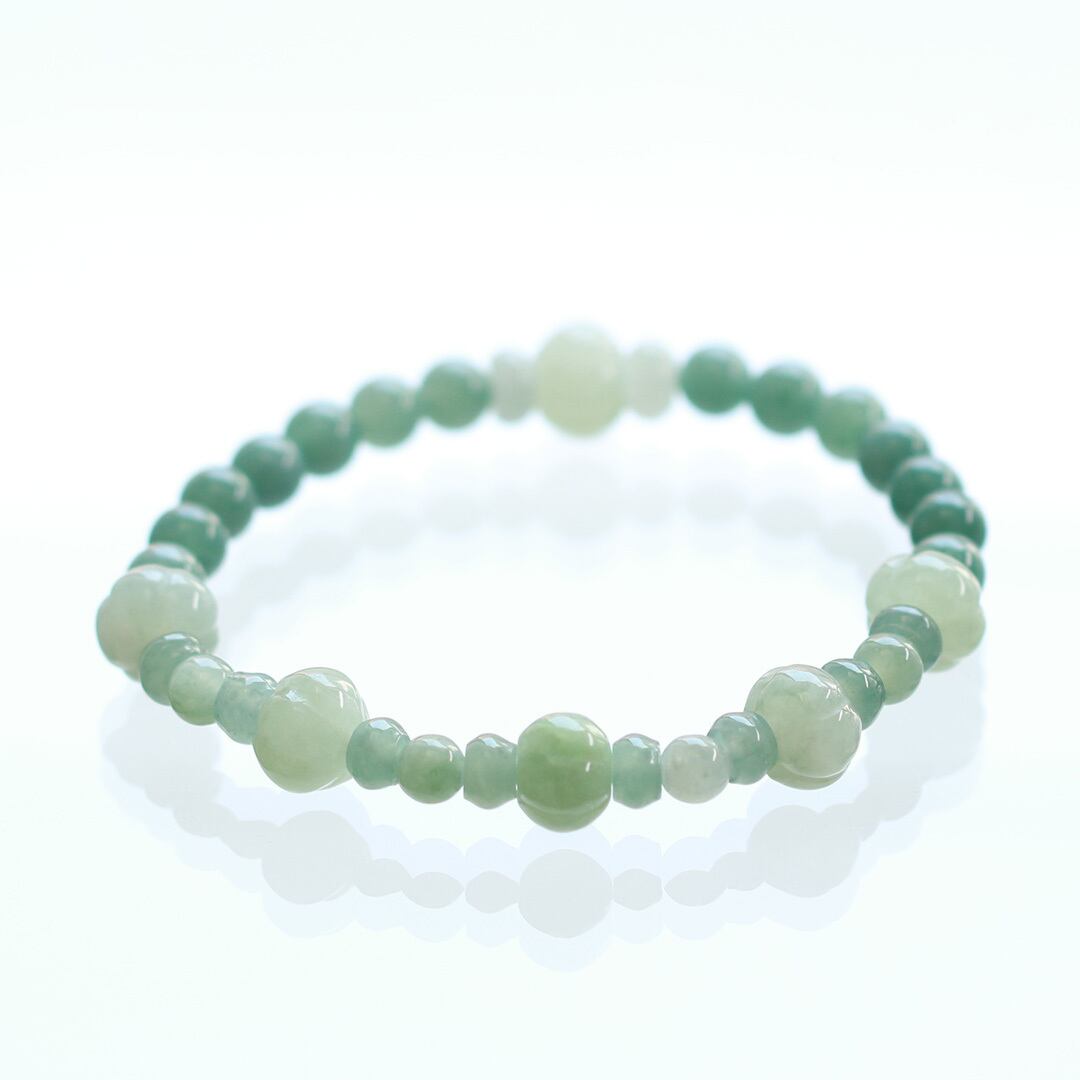 翡翠 ページ 青緑カラー翡翠が涼し気！green pumpkin bracelet A貨翡翠 jd_br1101