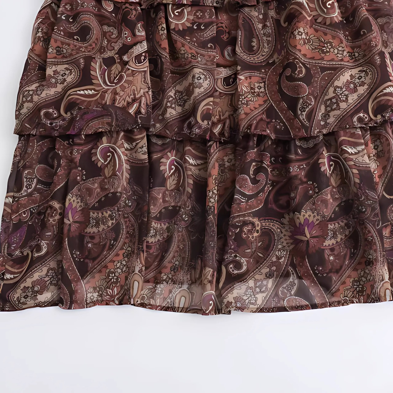 Paisley Chiffon Tiered Dress F0093