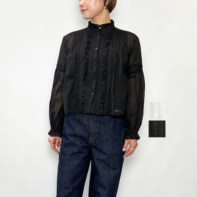 MARILYN MOON マリリンムーン sheer starched cotton lace frilled blouse 4261-114 2026春夏新作 [送料無料]