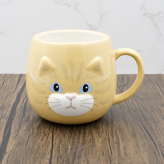 猫マグカップ(ねこのかおマグ)ベージュ