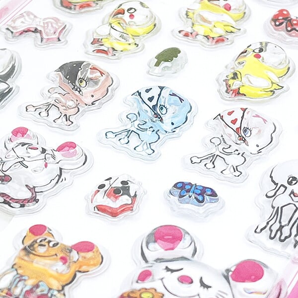 内藤ルネ アニマル ピンク ぷくぷくジェリーシール 立体シール 文具
