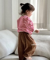 韓国子供服 / 26winter / cream bbang / 裏起毛ボーダーラバトレーナー / キッズ / 冬服 *XXS~JS*