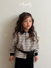 エリーモリー / ELLY MOLLY / クリックピーチ襟付きTシャツ / 韓国子供服 / ジュニア / 26winter〖取寄〗*13~19号*