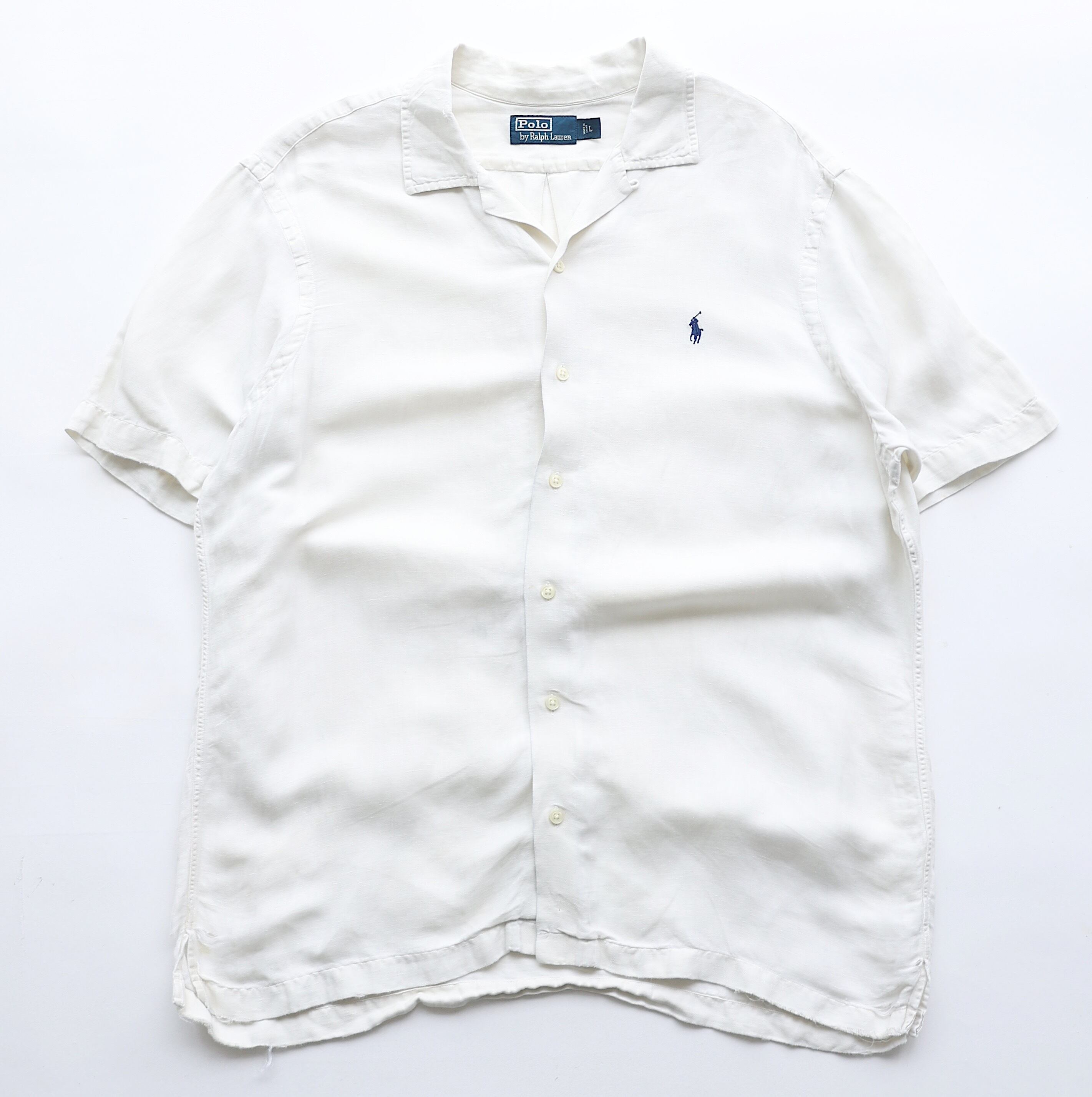 POLO RALPH LAUREN SILK LINEN OPEN COLLAR S/S SHIRT