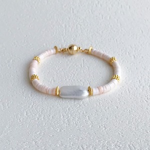 Birthstone  Bracelet Freshwater pearl ✕ Shell heishi