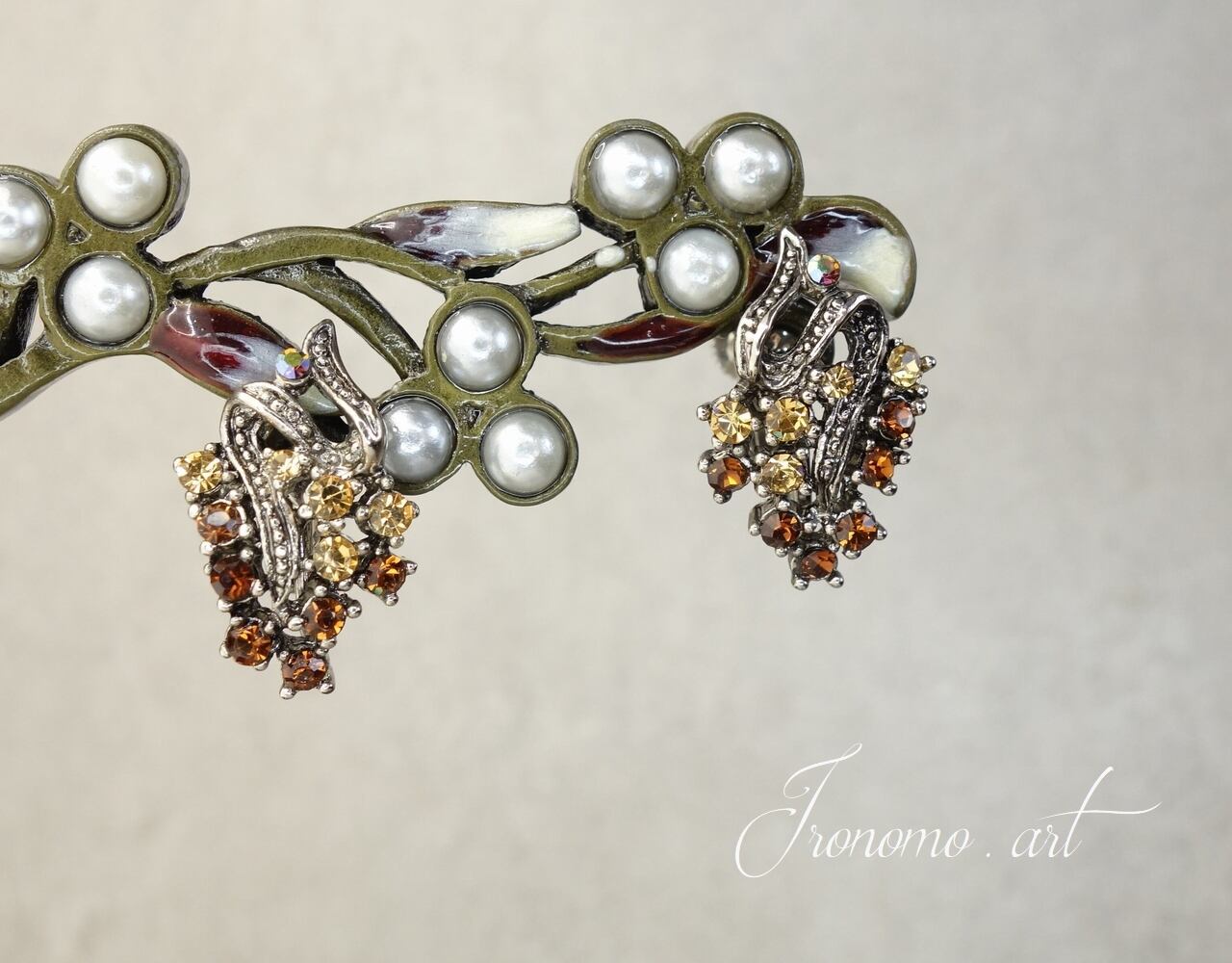 エレガントイヤリング~貴婦人の輝き~【ブラウン】