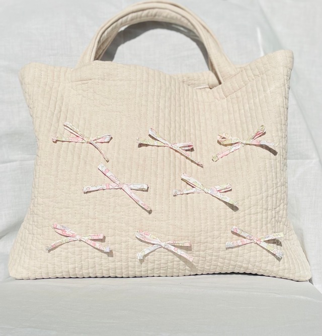 【残り1点】レッスンバック韓国ヌビキルト&リバティリボンバッグ